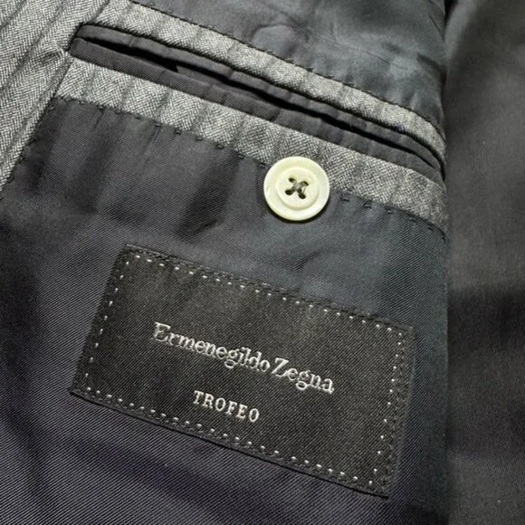 Ermenegildo Zegna Trofeo Men’s Wool Grey Pinstripe Sports Coat Blazer 48R 58 IT - Picture 8 of 11